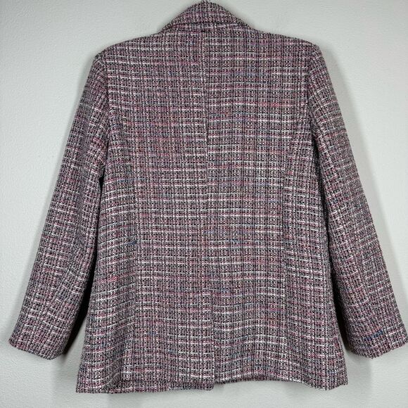 Avec Les Filles Pink Metallic Tweed Blazer Single Breasted Women’s Size Medium - Picture 5 of 9